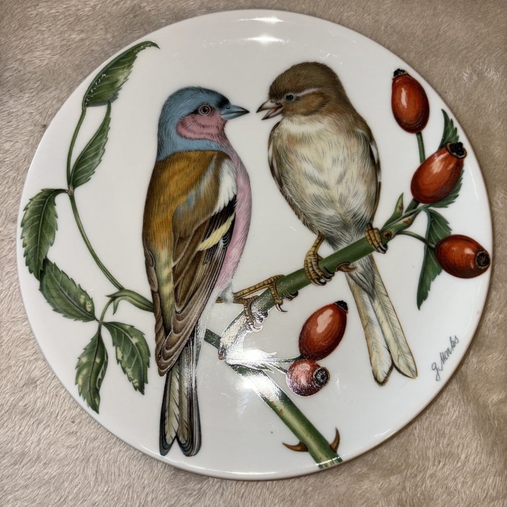 W. Goebel Wall Plate Series Buchfink Chaffinch German Art Collectible Bird Vtg